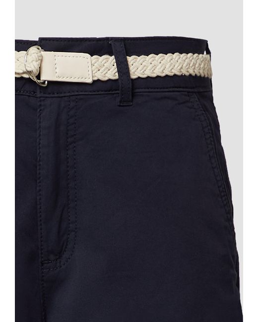 S.oliver Blue Shorts mit geflochtenem Gürtel und Garment Dye