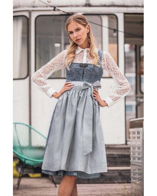 Marjo Gray Dirndl 'Jessica' 695068, Blau Silbergrau 68cm