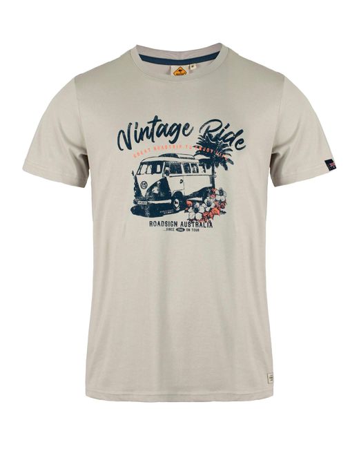 ROADSIGN australia T-Shirt Vintage Ride (1-tlg) mit kurzem Arm, Print und U-Ausschnitt in Gray für Herren