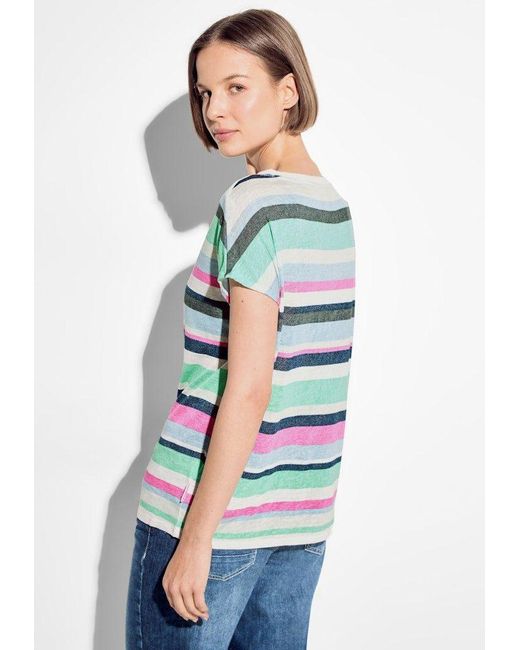 Cecil Gray / Da., Polo / LINEN OPTIC_striped t-shirt