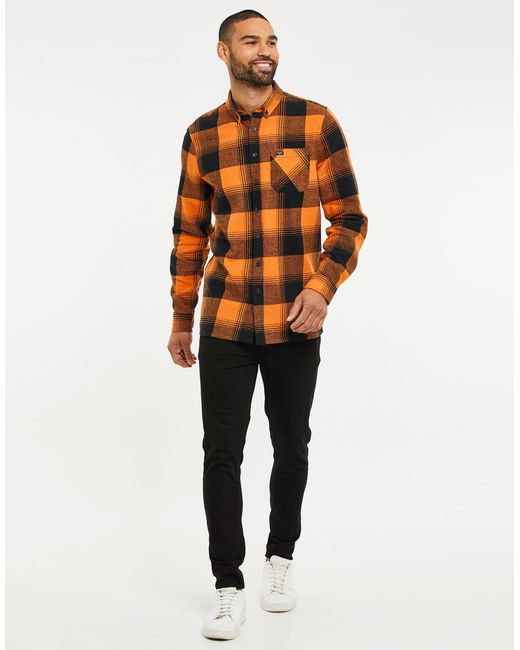 Threadbare Langarmhemd Franco (Amalfi) (1-tlg) mit tollem Karo-Muster in Orange für Herren