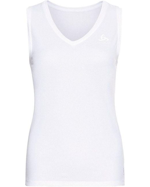 Odlo White T-Shirt Bl Top V-Neck Singlet Active F-Dry Light Eco