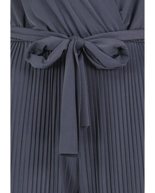 Sublevel Blue Overall Jumpsuit lange Binde Gürtel Einteiler Plissee Hose