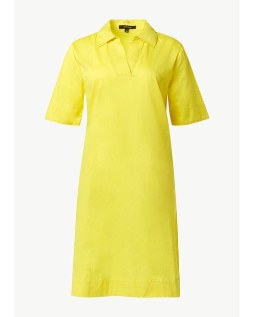 Comma, Yellow Minikleid Kleid mit Tunika-Ausschnitt und Hemdkragen