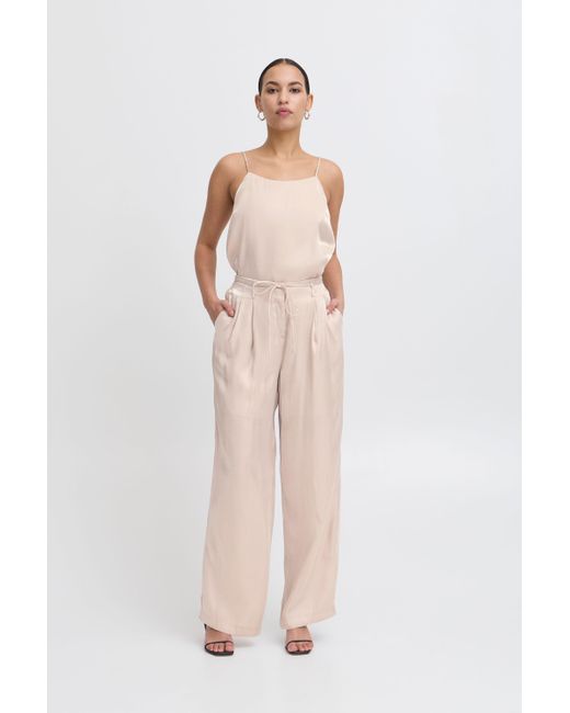 Ichi Pink Loungehose IHRADDIX glänzende Hose mit Kordel