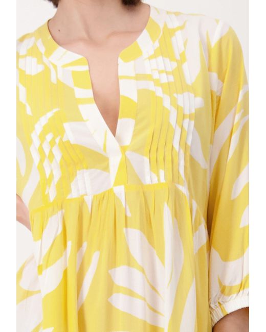 Monari Yellow Druckkleid mit Volant