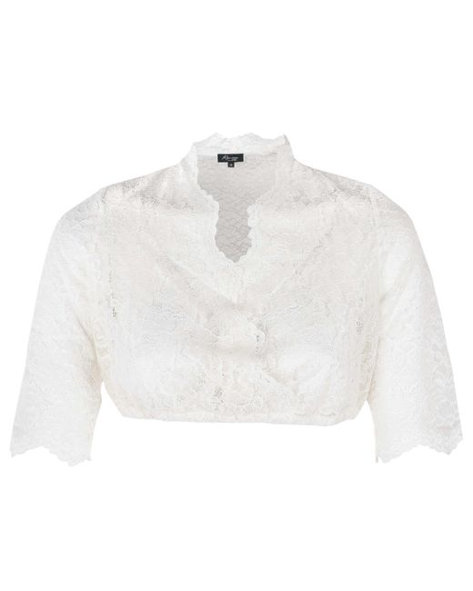 Ramona Lippert White Dirndlbluse Beate Spitzenbluse Trachtenbluse ecru 3/4 Ärmel