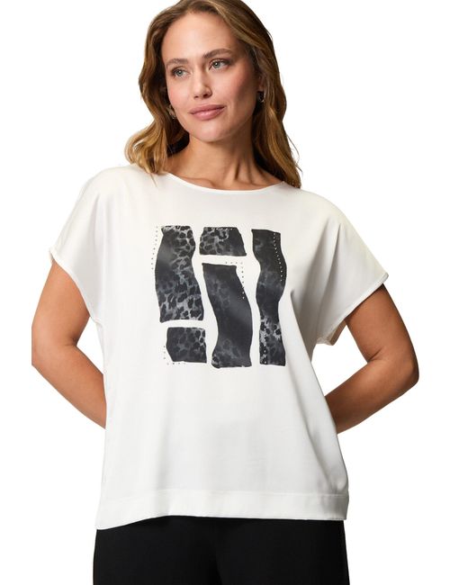 Zero White Kurzarmshirt Satinshirt mit Glitzersteinen (1-tlg) Ziersteine