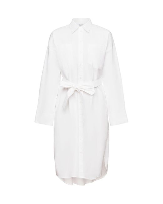 Esprit White Midikleid Popeline-Hemdblusenkleid mit Gürtel
