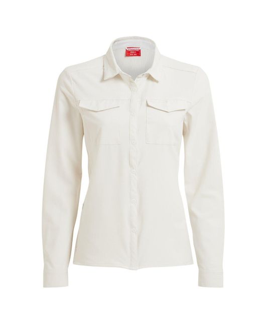 Craghoppers Funktionshemd NosiLife PRO Shirt III Langarm Hemd Insektenabweisend in White für Herren