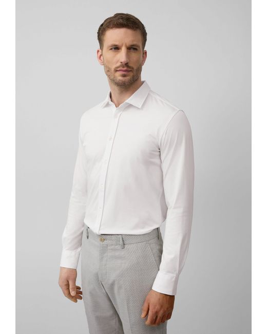 S.oliver Langarmhemd Tailored Fit: Elastisches Hemd aus Jersey in White für Herren
