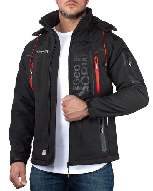 Geo Norway Softshelljacke Outdoor Jacke batechno (1-St) mit abnehmbarer Kapuze in Black für Herren
