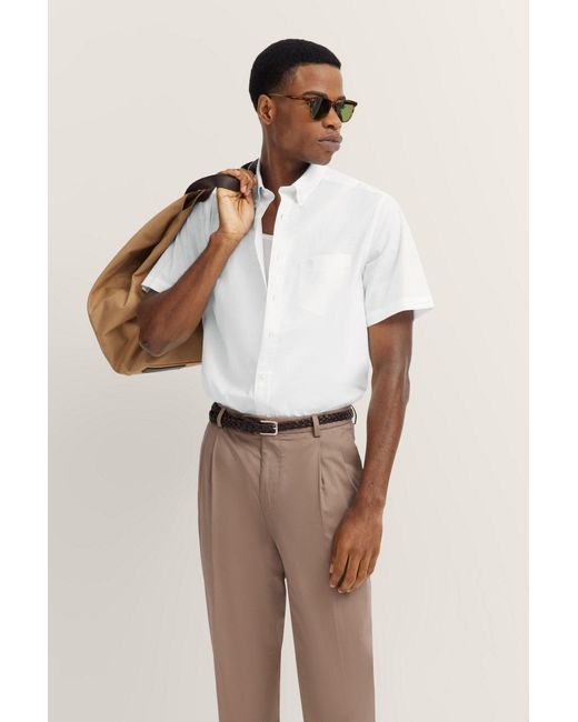 Bugatti Kurzarmhemd mit Button-Down-Kragen in White für Herren