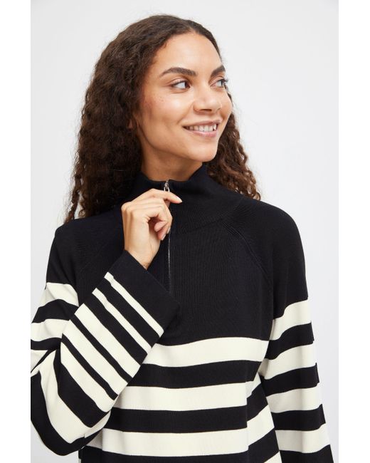 B.Young Black Strickpullover BYMMMORLA HALFZIP JUMPER