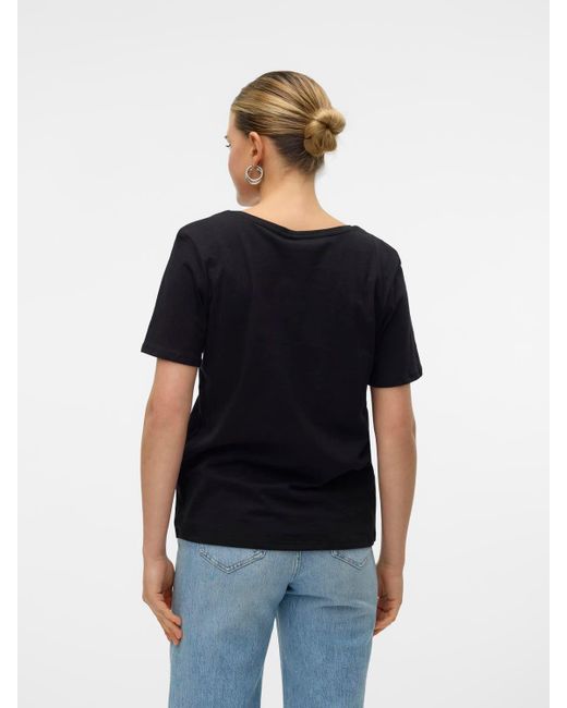 Vero Moda Black T-Shirt 2er-Set Basic V-Ausschnitt Top (-tlg) 7495 in Schwarz-2
