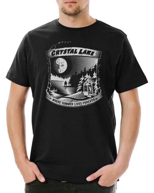 Urban Backwoods Print- Where Summer Lives Forever T-Shirt Freitag Friday Jason Camp 13 in Black für Herren