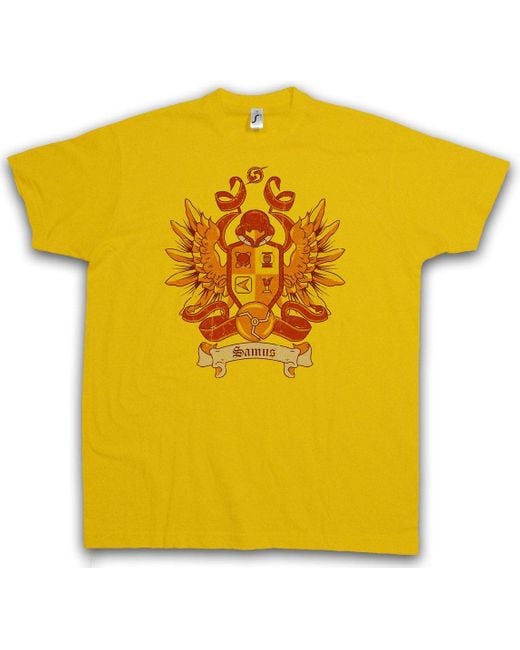 Urban Backwoods Print- Sprite T-Shirt Samus Game Aran Ridley Metroid in Yellow für Herren