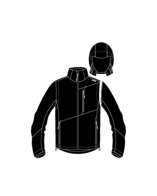 CMP Softshelljacke MAN JACKET ZIP HOOD WITH DETAC 33A1827 in Black für Herren