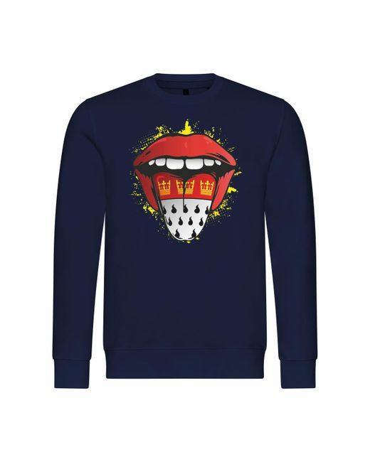 deinshirt Rundhalspullover Pullover Köln Zunge Mit Print Motiv, Grafik in Blue für Herren