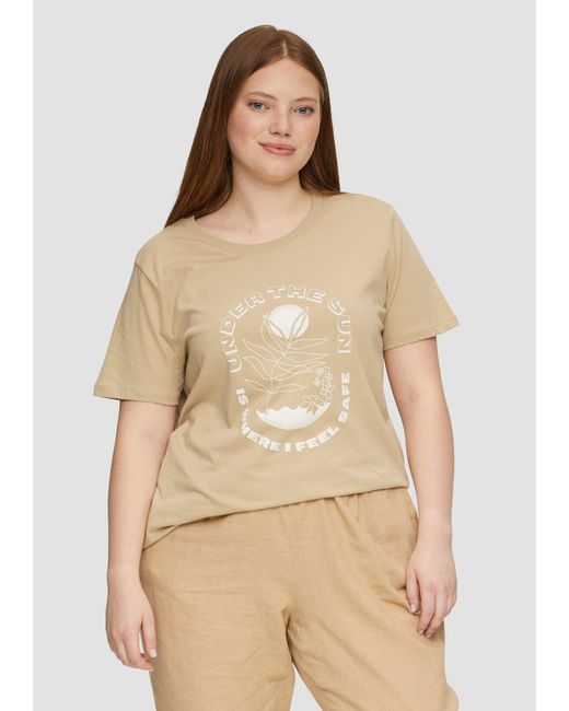 QS Natural Kurzarmshirt T-Shirt aus Baumwolle mit Front-Print Artwork