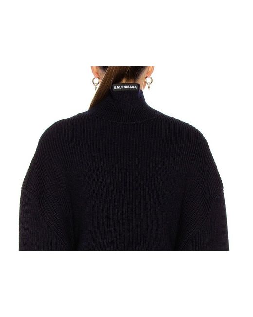 Balenciaga Blue Strickpullover BLACK WOOL UPSIDE DOWN Sweater Jumper Pullover Strick-Pulli