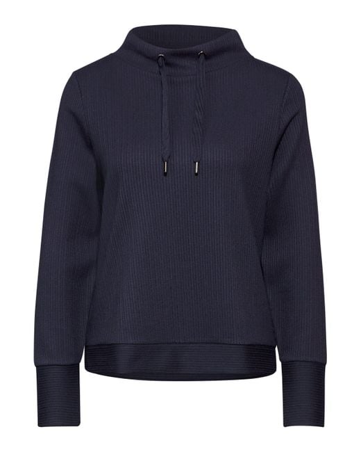 Street One Blue Langarmshirt mit Tunnelzugband am Kragen