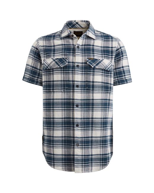 PME LEGEND Kurzarmhemd Short Sleeve Shirt Matt Dobby Weav in Blue für Herren