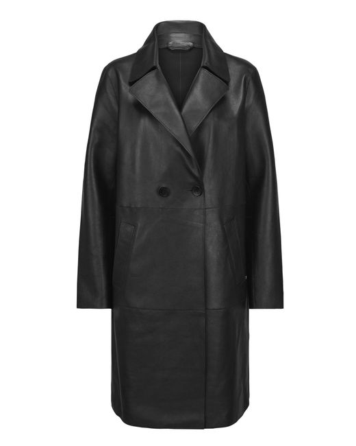 Milestone Black Ledermantel MSZora mit zweirehiger Knopfleiste aus feinem Nappaleder