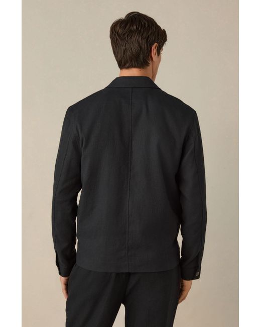 Next Hemdjacke aus Baumwoll-Leinen-Mischung (1-St) in Black für Herren