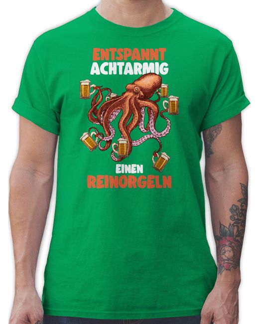 Shirtracer T-Shirt Entspannt achtarmig einen reinorgeln in Green für Herren