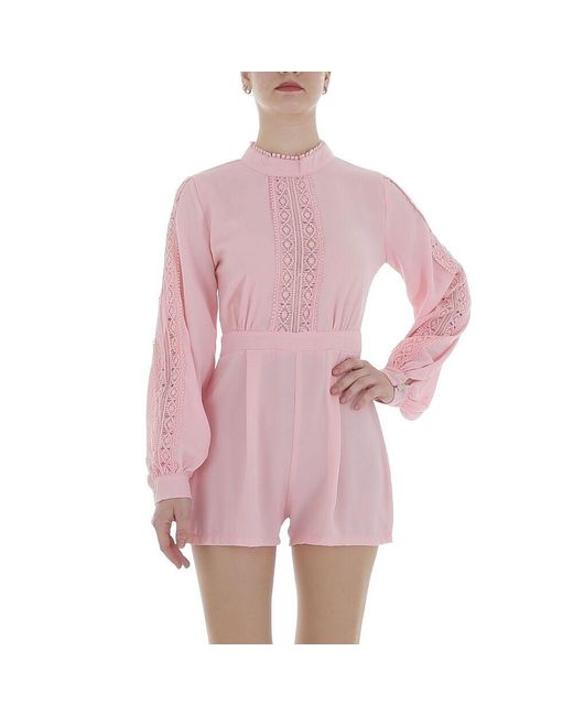 Ital-Design Pink Party & Clubwear Hotpants (86365245) Glänzend Kurzer Jumpsuit in Rosa
