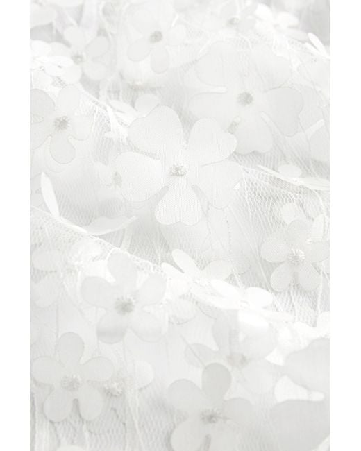 Next White Blusenshirt Mesh-Oberteil mit 3D-Blumenmuster (1-tlg)
