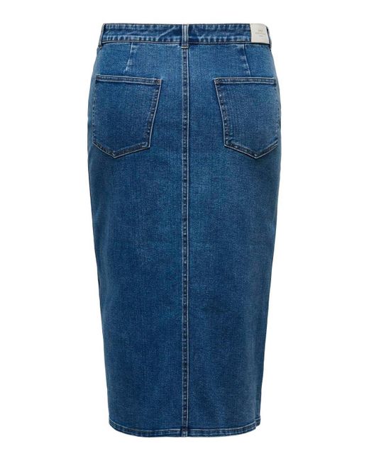 Only Carmakoma Blue Jeansrock CARSIRI FRONT SLIT SKIRT DNM GUA NOOS