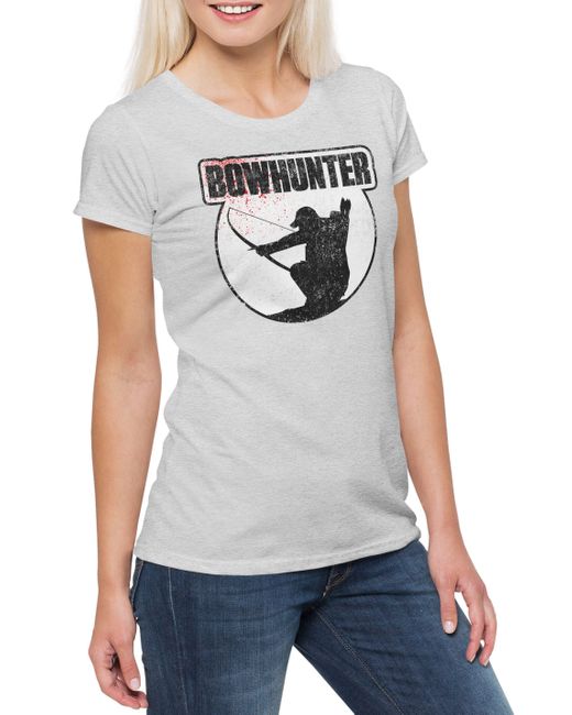 Urban Backwoods Gray Print- Bowhunter T-Shirt Bogen Pfeil Hirsch Reh Jagd Jäger Bär Geweih