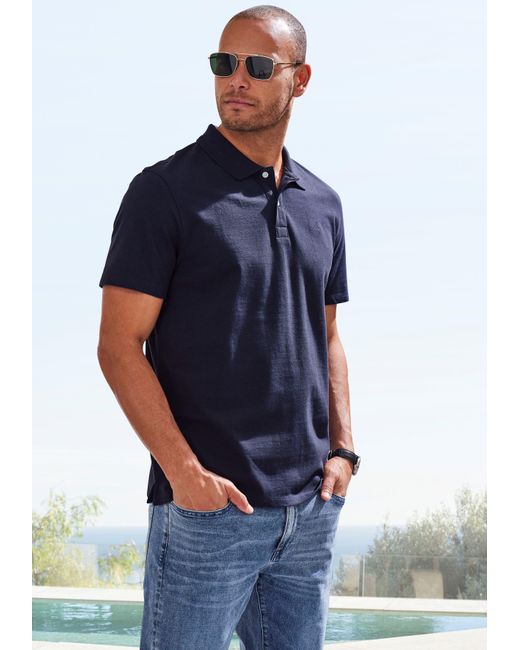 John Devin Poloshirt mit dezenter- hochwertiger Logostickerei in Blue für Herren