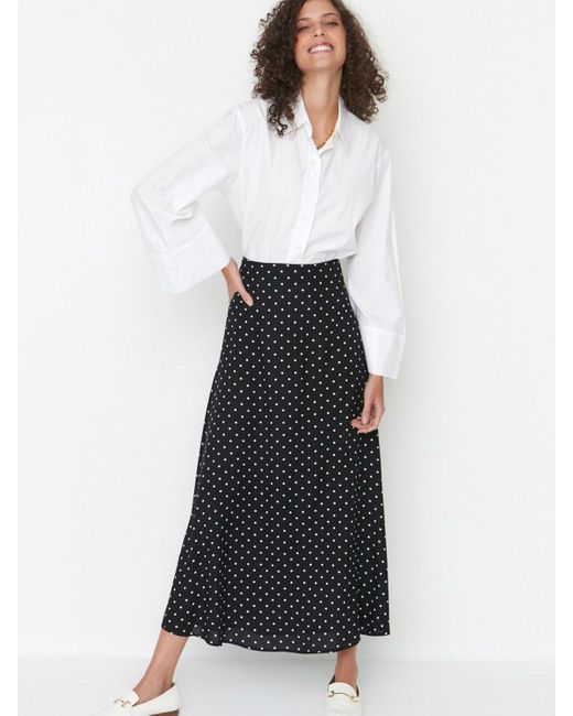 Trendyol White A-Linien-Rock (1-tlg) Plain/ohne Details
