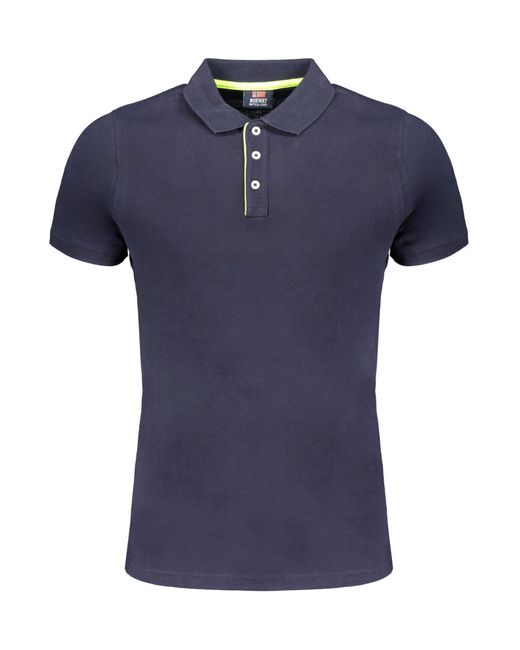 Norway 1963 Kurzarm Poloshirt Blau mit Kontrastdetails & in Blue für Herren