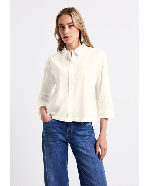 Street One White Hemdbluse mit 3/4 Ärmeln