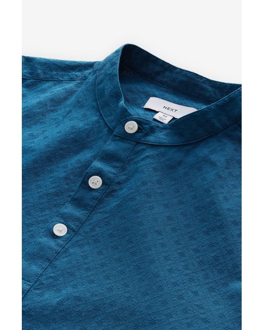 Next Langarmhemd Strukturiertes Langarmshirt aus 100 % Baumwolle (1-tlg) in Blue für Herren