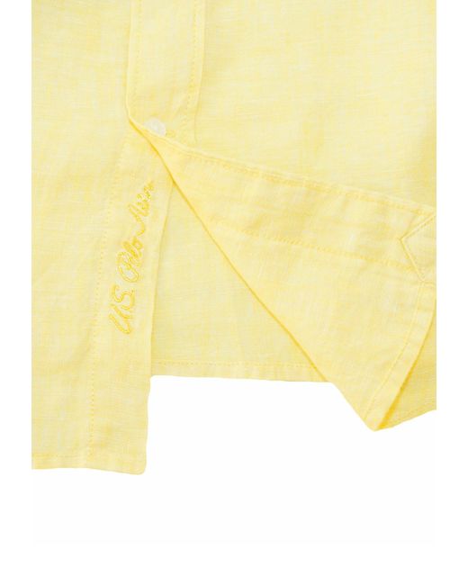 U.S. POLO ASSN. Langarmhemd Hemd Leinenhemd Button Down Linenshirt in Yellow für Herren
