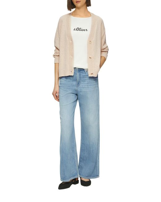 S.oliver White Strickpullover Strickjacke