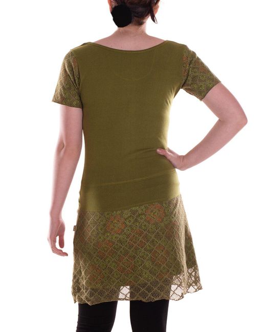 Vishes Green Sommerkleid A-Linie Kleid Baumwolle Blumen-Muster