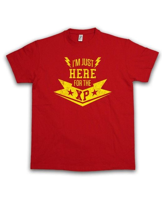 Urban Backwoods Print- I'm Just Here For The Xp T-Shirt . Exp Experience Points in Red für Herren