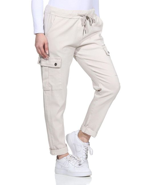 OriginalYou Gray Cargohose Freizeithose Schlupfhose Stoffhose mit elastischem Bund