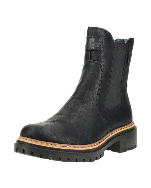 Rieker Black Stiefelette Lederimitat/Textil Stiefelette