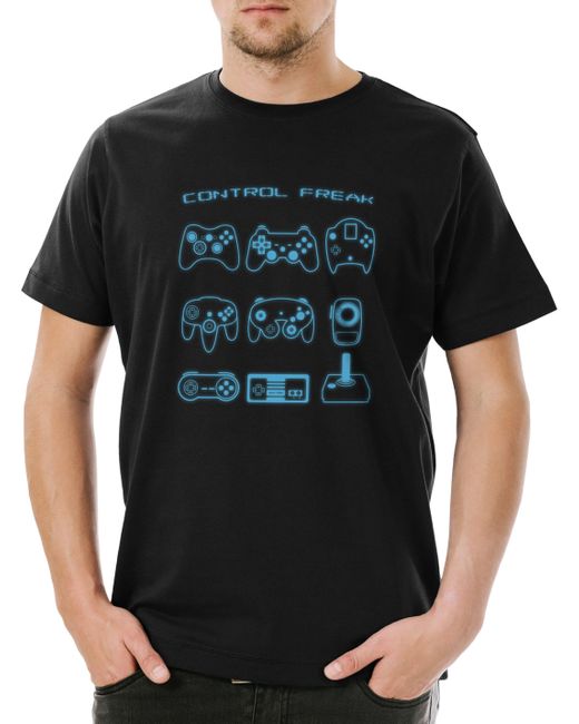Urban Backwoods Print- Control I T-Shirt Retro Gamer Controller Video Game Joystick TV in Black für Herren