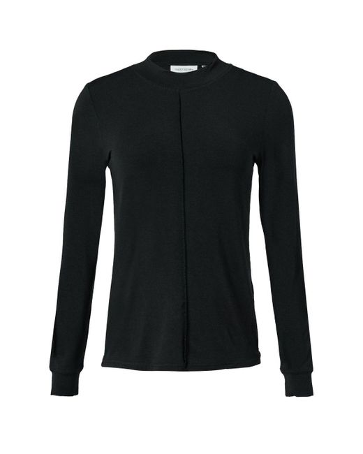 Comma, Black Strickpullover Langarmshirt mit Nahtdetail (1-tlg) langarm, Modal-Mix, Slim Fit