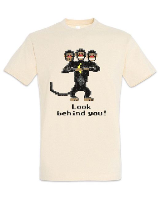 Urban Backwoods Print- Look Behind You T-Shirt The Game Secret Of Affe Nerd in White für Herren