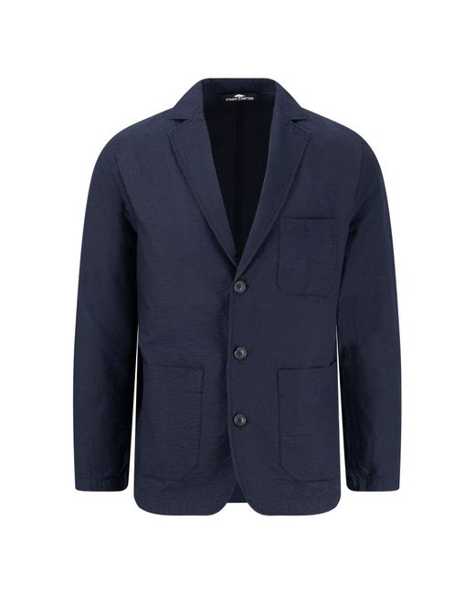 Fynch-Hatton Strickjacke Unconstructed Seersucker Blazer in Blue für Herren