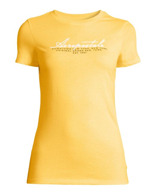 Aéropostale Yellow T-Shirt JULY (1-tlg) Stickerei